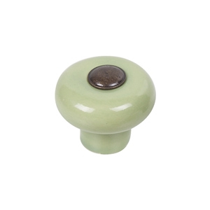 pomo porcelana verde con boton bronce viejo tiradore mueble ceramica artesanal 330m3