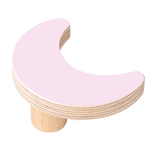 pomo mueble bebe luna 66mm madera abedul pintura rosa bouton lune 66mm bois de bouleau laque rose pour meuble de bebe