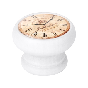 pomo mueble vintage madera laca blanca reloj clasico 450bl24