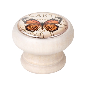 pomo mueble vintage madera blanco decape mariposa naranja 450db36