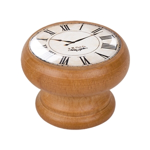 pomo mueble vintage madera tinte miel reloj blanco 450hm02