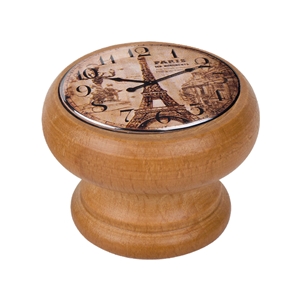 pomo mueble vintage madera tinte miel reloj torre eiffel 450hm05