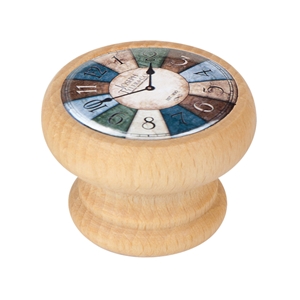 pomo mueble vintage madera tinte natural reloj marron azul 450hn23