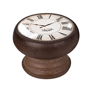 pomo mueble vintage madera tinte nogal reloj blanco 450ng02