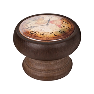pomo mueble vintage madera tinte nogal reloj mapa 450ng04