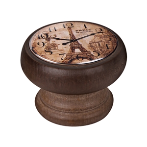 pomo mueble vintage madera tinte nogal reloj torre eiffel 450ng05