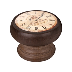 pomo mueble vintage madera tinte nogal reloj clasico 450ng24