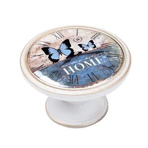 pomo mueble vintage bronce con patina blanca reloj mariposa azul 550bb25