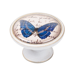 pomo mueble vintage bronce con patina blanca mariposa azul 550bb37