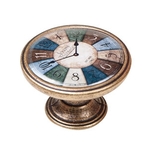 pomo mueble vintage bronce viejo reloj marron azul 550br23