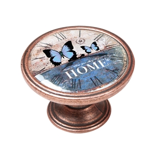 pomo mueble vintage cobre viejo reloj mariposa azul 550cb25