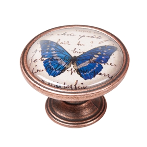 pomo mueble vintage cobre viejo mariposa azul 550cb37