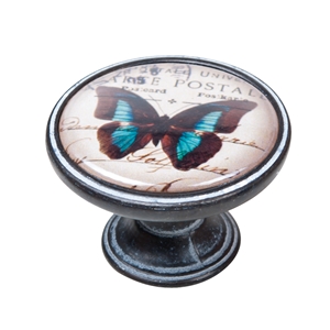 pomo mueble vintage oxido decape mariposa turquesa 550nf41