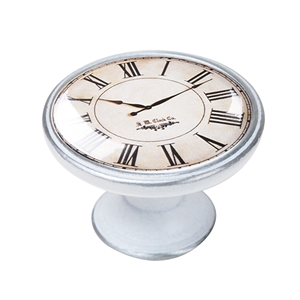 pomo mueble vintage plata con patina blanca reloj blanco 550pb02