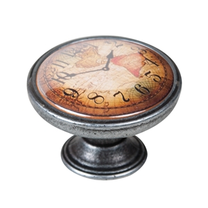 pomo mueble vintage plata vieja reloj mapa 550pt04