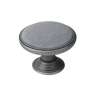 pomo mueble metal 37mm plata vieja con tela antimanchas gris bouton metal pour meuble 37mm argent vieilli avec tissu gris