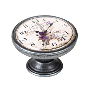 pomo mueble vintage plata vieja reloj eiffel 550pt21