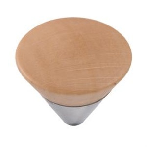 poignee bouton conique en bois chrome mat pin naturel meuble acrylique 675hn7