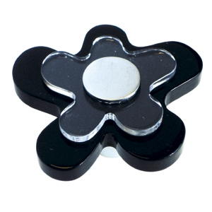 pomos tiradores flor metacrilato negro con metal cromo puerta mueble 678ne