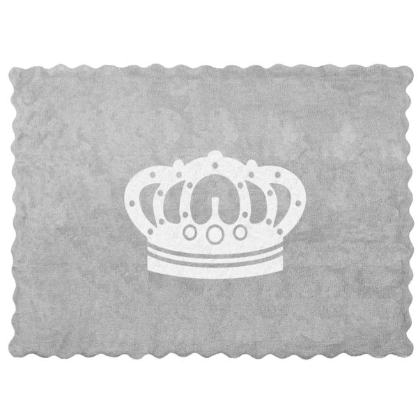alfombra infantil corona gris lavable en lavadora algodon cn gr imagen