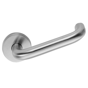 door handle 2 door handles set on round rosette manufactured in satin stainless steel 266 ma2000 u