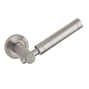 door handle 2 door handles set on round rosette manufactured in satin stainless steel 267 ma2040