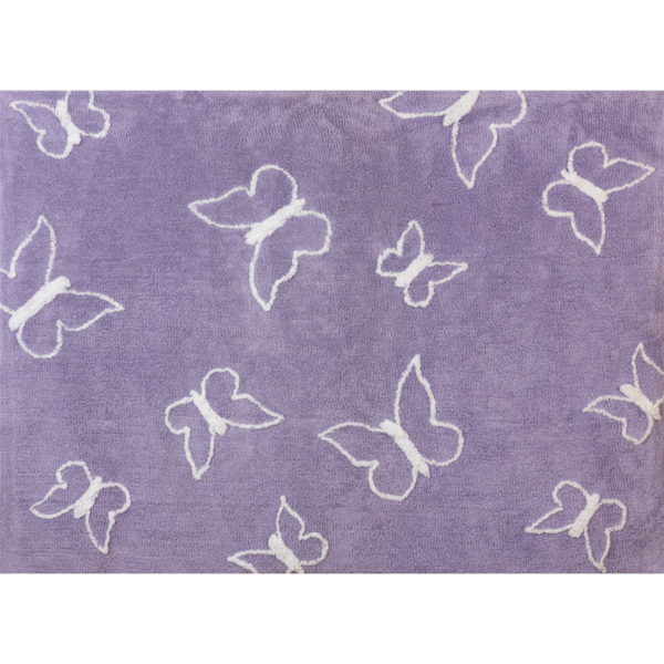 alfombra infantil mariposa lila lavable en lavadora algodon ma li imagen