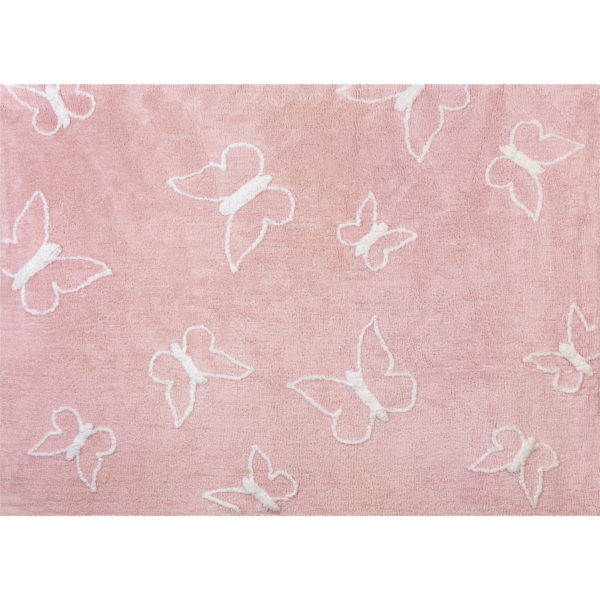 alfombra infantil mariposa rosa lavable en lavadora algodon ma rs imagen