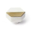 BOUTON HEXAGONAL 40MM MARBRE BLANC AVEC LAITON POLI