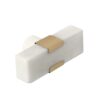 BOUTON 53X20MM MARBRE BLANC AVEC LAITON POLI