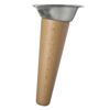 PATA CONICA INCLINADA MADERA HAYA ALTURA 150MM BARNIZ PLATO ACERO CINCADO