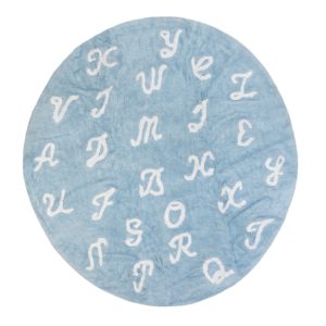 blue word child rug in washing machine washable cotton pasa az image
