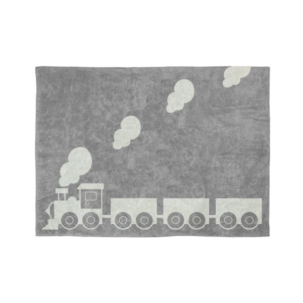 alfombra infantil tren gris lavable en lavadora algodon tr gr imagen