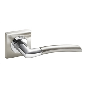 two door handles set aluminum round rosette 50 mm satin nickel finish and chrome shine ma portia