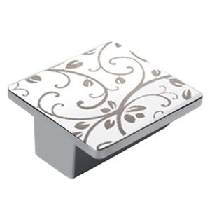 poignee carre chrome grave a laser feuilles meuble moderne conception n117