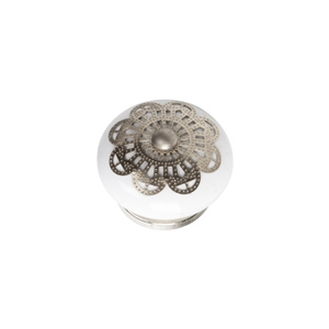 bouton ceramique applique argent pognee meuble arabesque porcelaine 1066pt