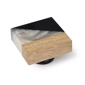 knob 38x38mm wood handle and black mother of pearl resin
