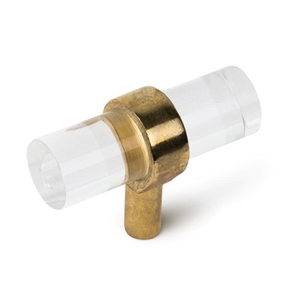 pomo de 50x21m cilindro cristal con laton pulido