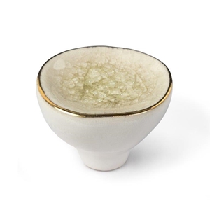 pomo 44mm de ceramica blanca con cristal y borde dorado