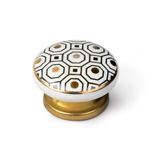 pomo porcelana blanca 40mm motivos dorados