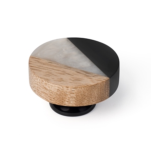 bouton de meuble 40mm bois de manguier et resine nacree noir