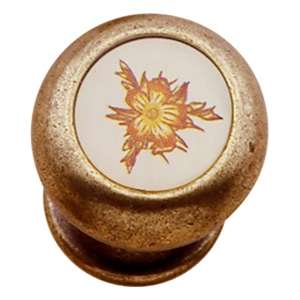 poignee bouton fleur bronze decor fleur meuble 18826