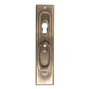 poignee plaque avec anneau laiton mat meuble classique rustique 2421c