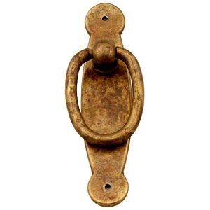 poignee plaque avec anneau bronze vieilli meuble classique rustique 2520c