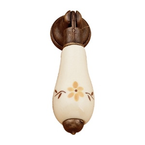 pendulo tiradores porcelana flor marron herrajes bronce mueble clasico 331h4