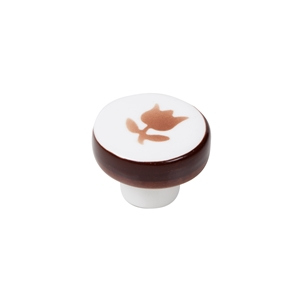 bouton porcelain tulipe brun poignee meuble ceramique artisanat 335ma