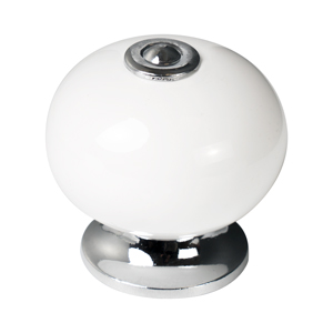 bouton 39mm chrome porcelaine blanc