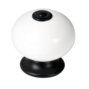 bouton 39mm metal noir mat porcelaine blanche