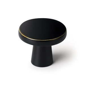 möbelknopf 33mm schwarz lackiert messingkanten