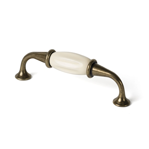 poignee 96mm bronze antique porcelaine beige antique